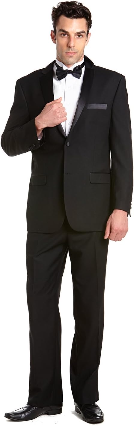 Men's Tuxedo Jacket Separate Coat Solid BLACK Color Two Button Tux 46R