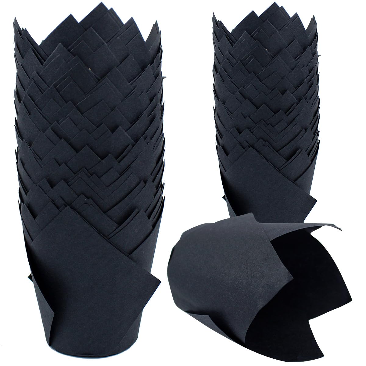 150 Pieces Tulip Cupcake Muffin Liners Paper Baking Cups Greaseproof Cupcake Wrappers for Birthday Wedding Party Baby Showers Catering Restaurants(Black)