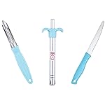 Anjali 3-Piece Kitchen Tool Set – 1 Knife, 1 Peeler, 1 Lighter – Ideal for Cooking, Food Prep, and Daily Uses in Home and Kitchen- Blue