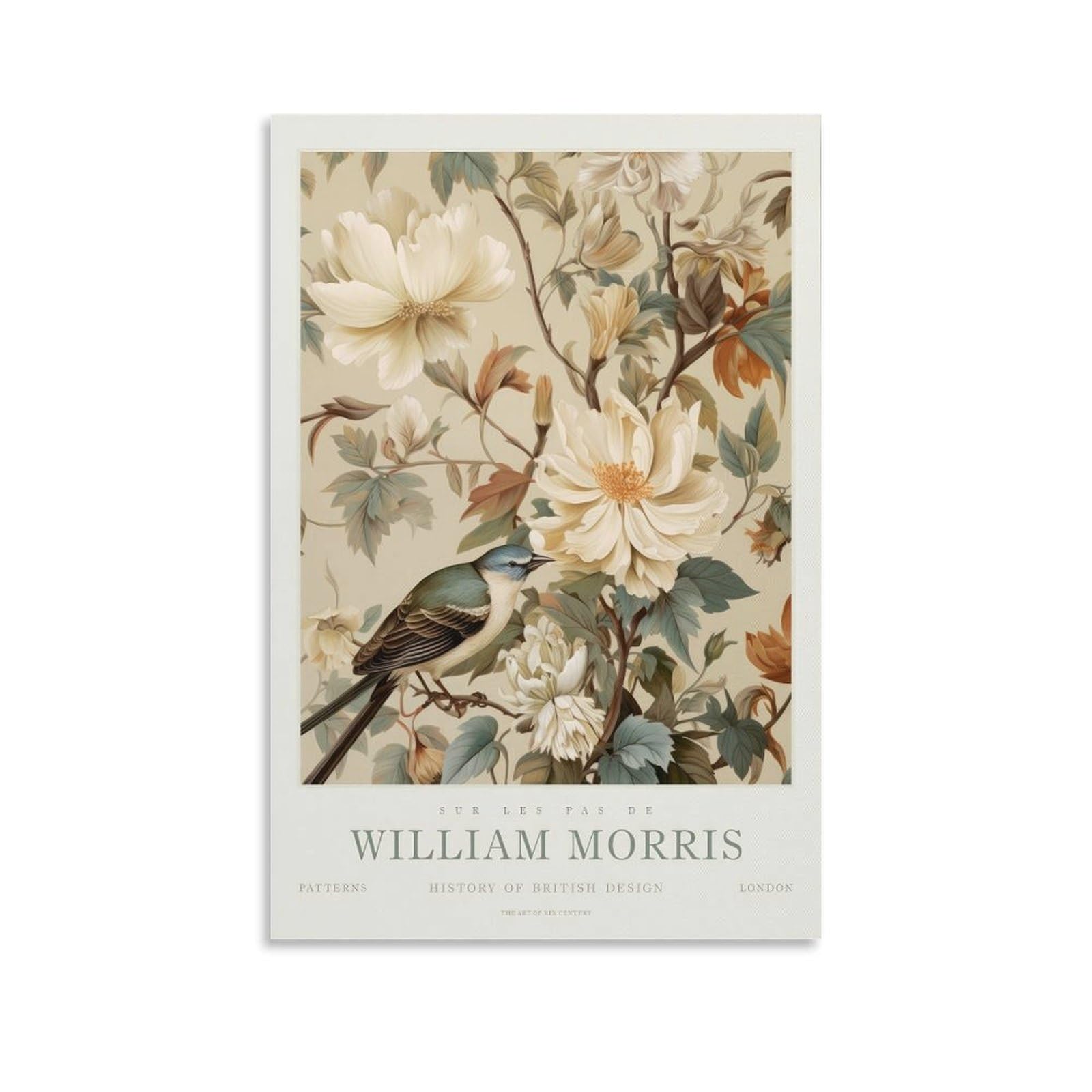 William Morris Vintage Botanical Bird Floral Plant Posters Wall Decor For Bedroom Canvas Painting Bathroom Art Wall Decor 08x12inch(20x30cm)