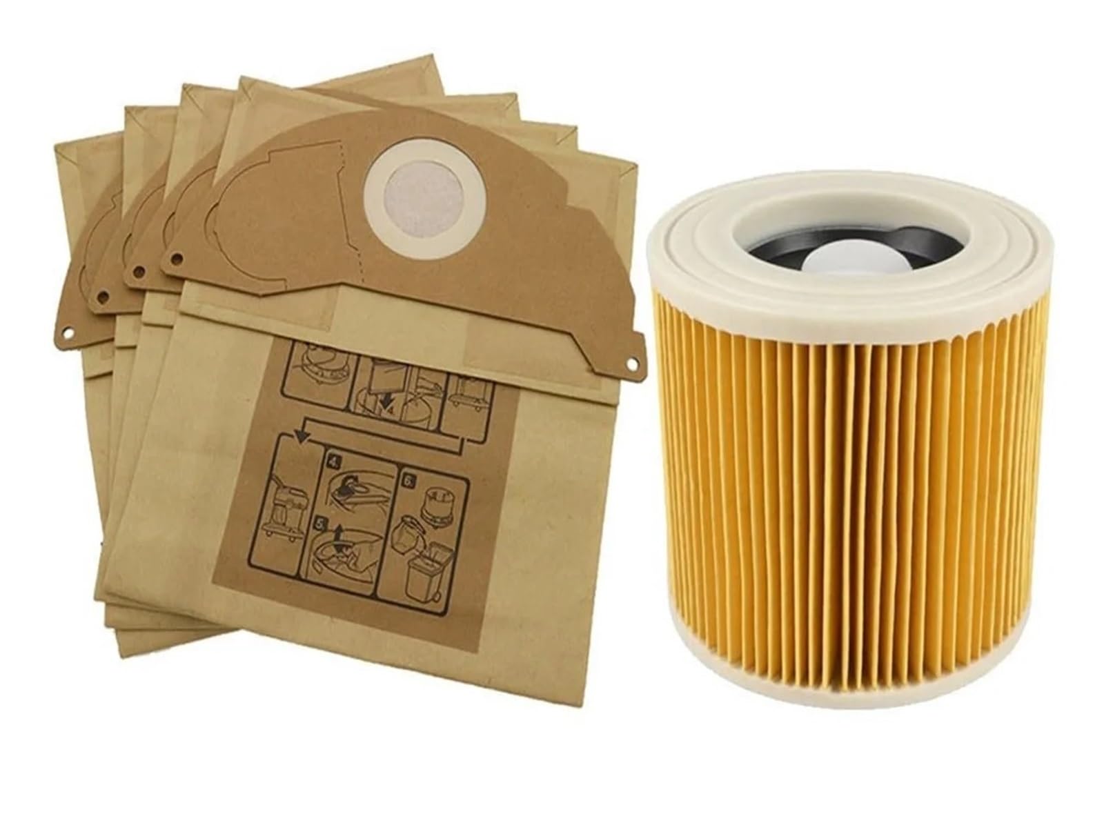 Bolsas y filtro de aspiradora, aptos for en seco húmedo WD2.200 MV2 A2004