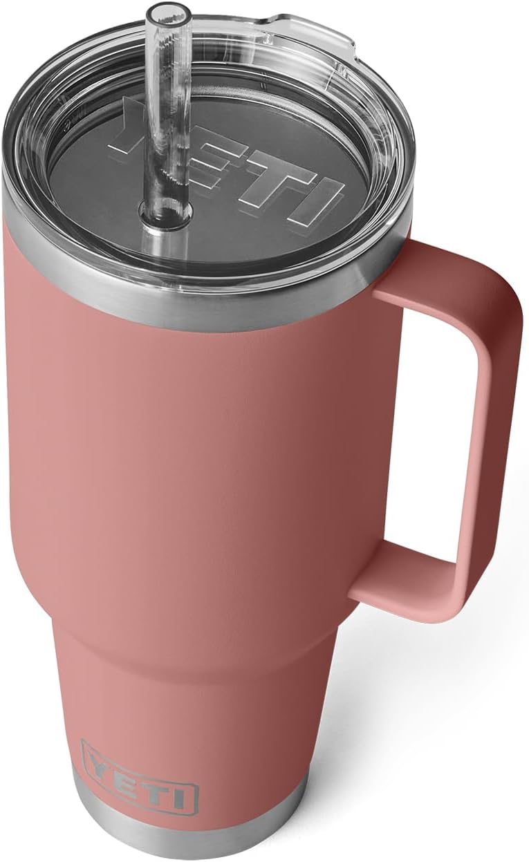 YETI Rambler 42 oz Straw Mug, Vacuum Insulated, Stainless Steel, Sandstone Pink