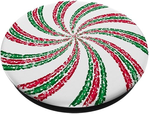 Miniatura 2 de PopSockets PopGrip estándar de bastón de caramelo navideño de menta roja y verde