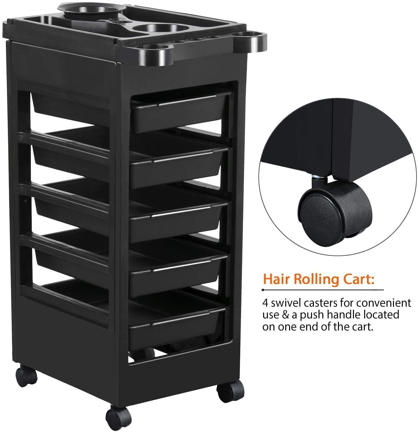 Sweet Pea Sweetpea5 Layer Salon Spa Beauty Hairdressing Rolling Trolley Cart With Drawers Hair Dryer Service Tray Tool Storage Cart Black 5 Drawerstrolley 4