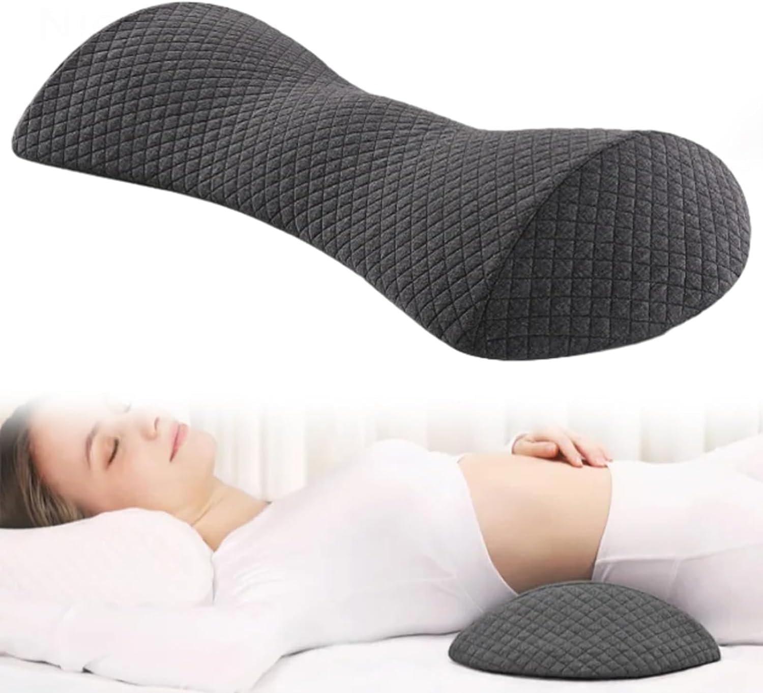 UIILO Almohada Lumbar para Dormir, Almohada de Espuma viscoelástica para aliviar el Dolor de Espalda, Acolchado y Apoyo para aliviar el sueño y Las molestias lumbares