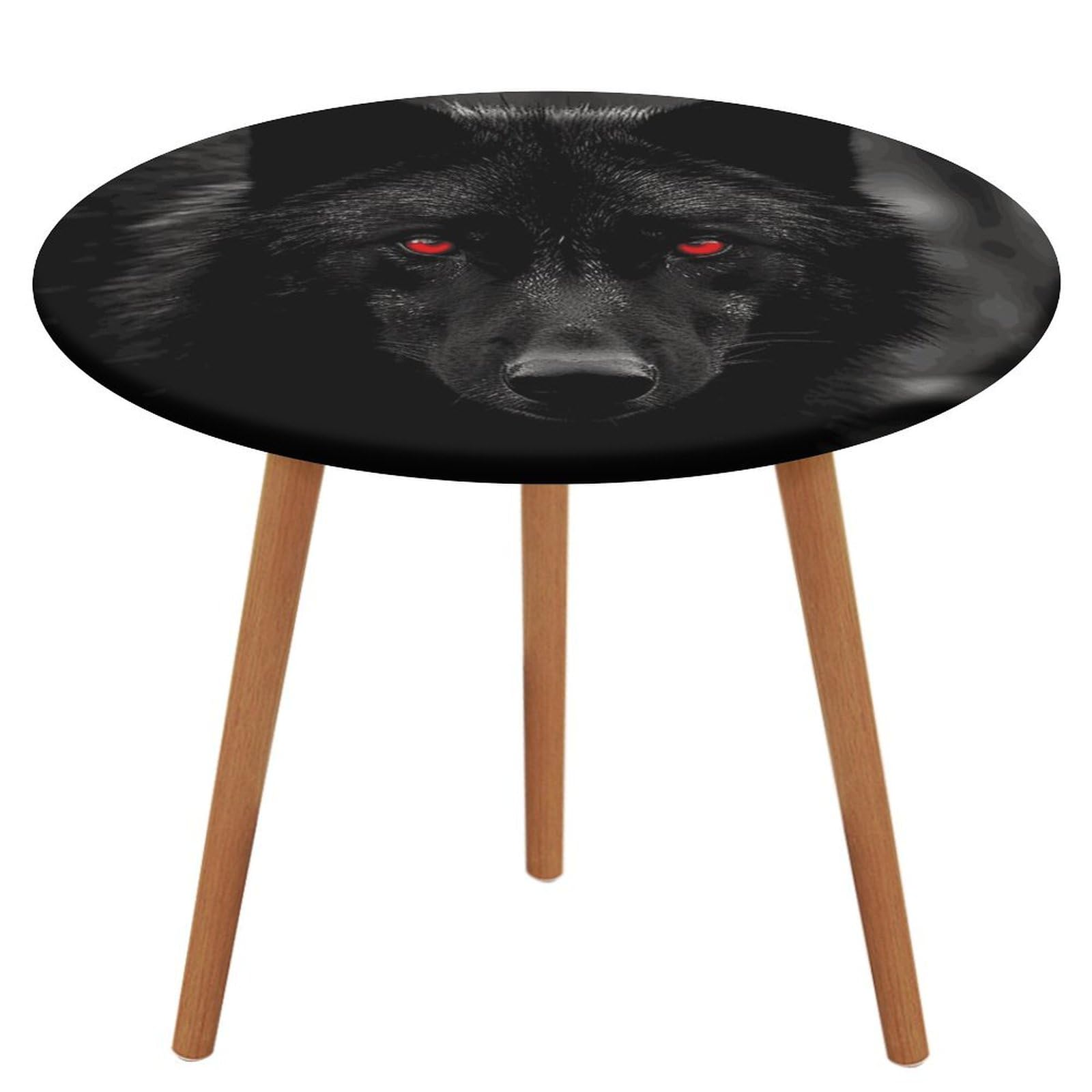 Nappe ronde élastique loup aux yeux rouges contre le vent en camping et extérieur