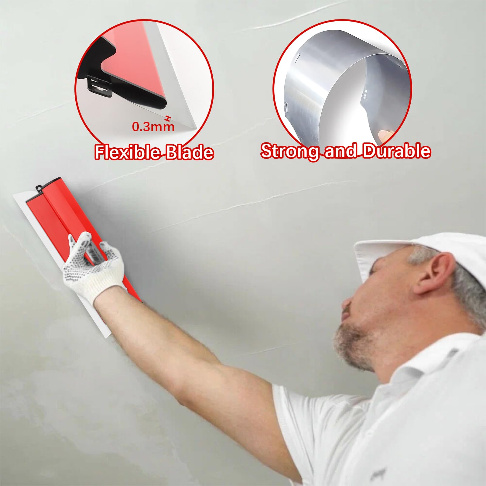 Spatola per Stucco, 40 cm Spatole per Stucco Acciaio Inossidabile, Tucco per Cartongesso Con Impugnatura a Forma Di Z, Frattazzo per Stucco per Cemento e Pareti in Calcestruzzo, Cazzuola Muratore