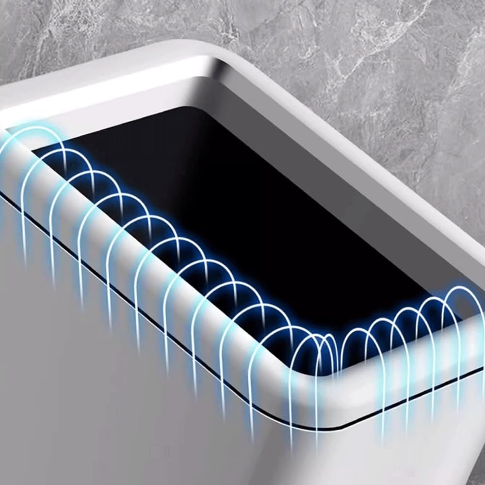 Poubelle à couvercle en acier inoxydable, poubelle en plastique de 25 litres avec couvercle for bureau, chambre à coucher, salle de bain Efficacité Praticité(White)