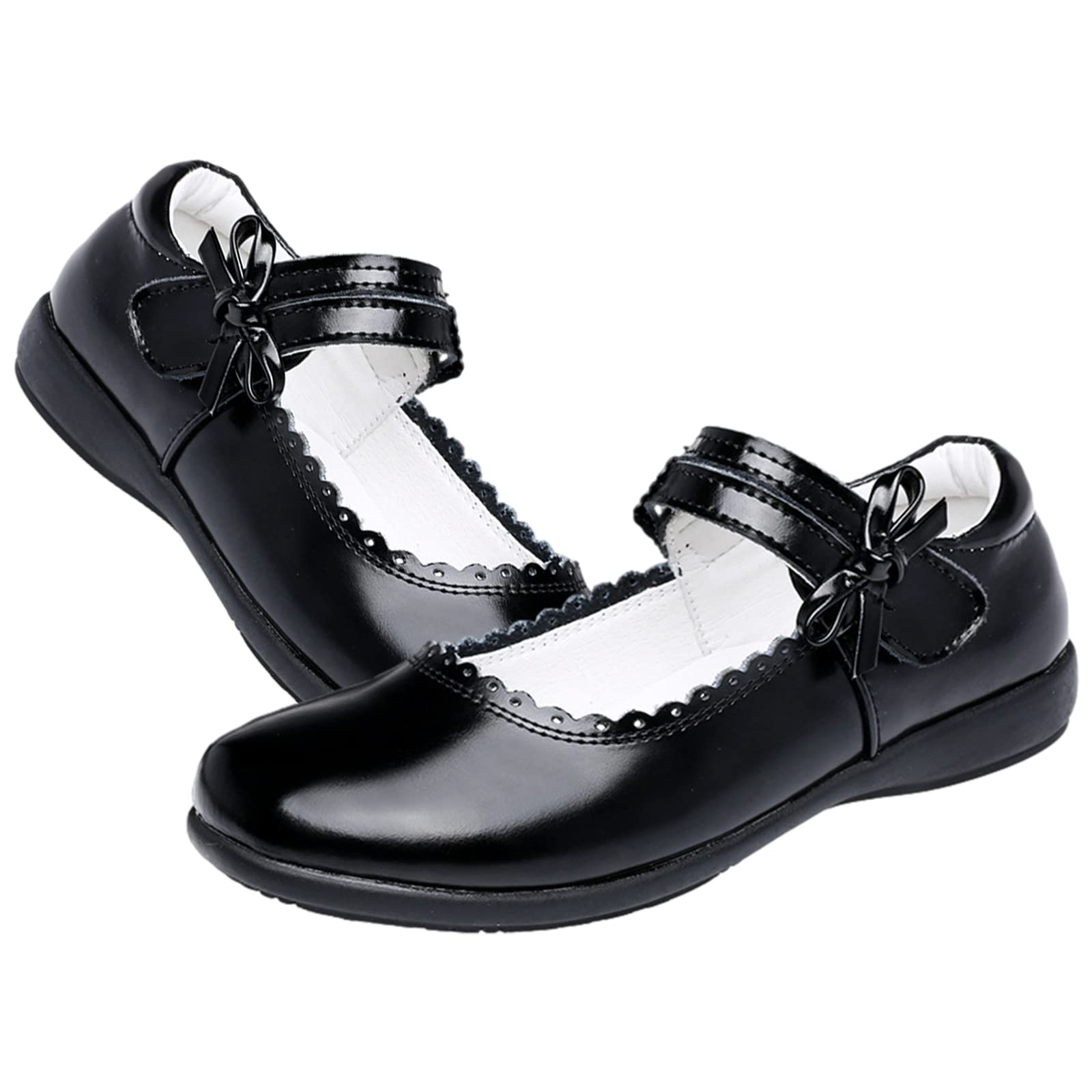 rismart Niñas Inteligente Bucle De Gancho Vestido De Escuela Charol Zapatos De Vestir