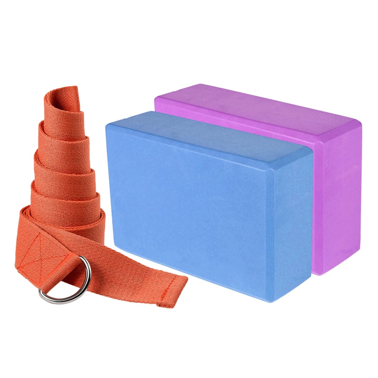 POPETPOP 1set Mattoncini Per Yoga Eva Con Cinghia Di Stretching Blocchi Antiscivolo Per Allenamento Flessibilità e Meditazione Colore Casual