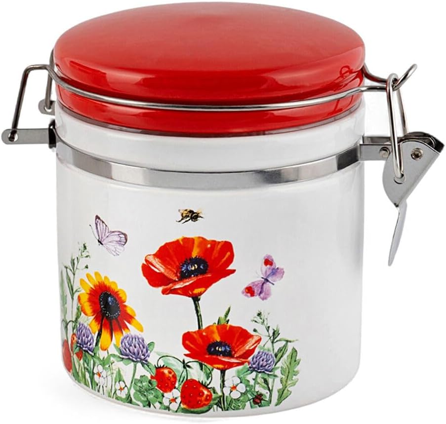 STP GOODS Ceramic Kitchen Canister (Poppies, 16.9 fl oz (0.5 L))