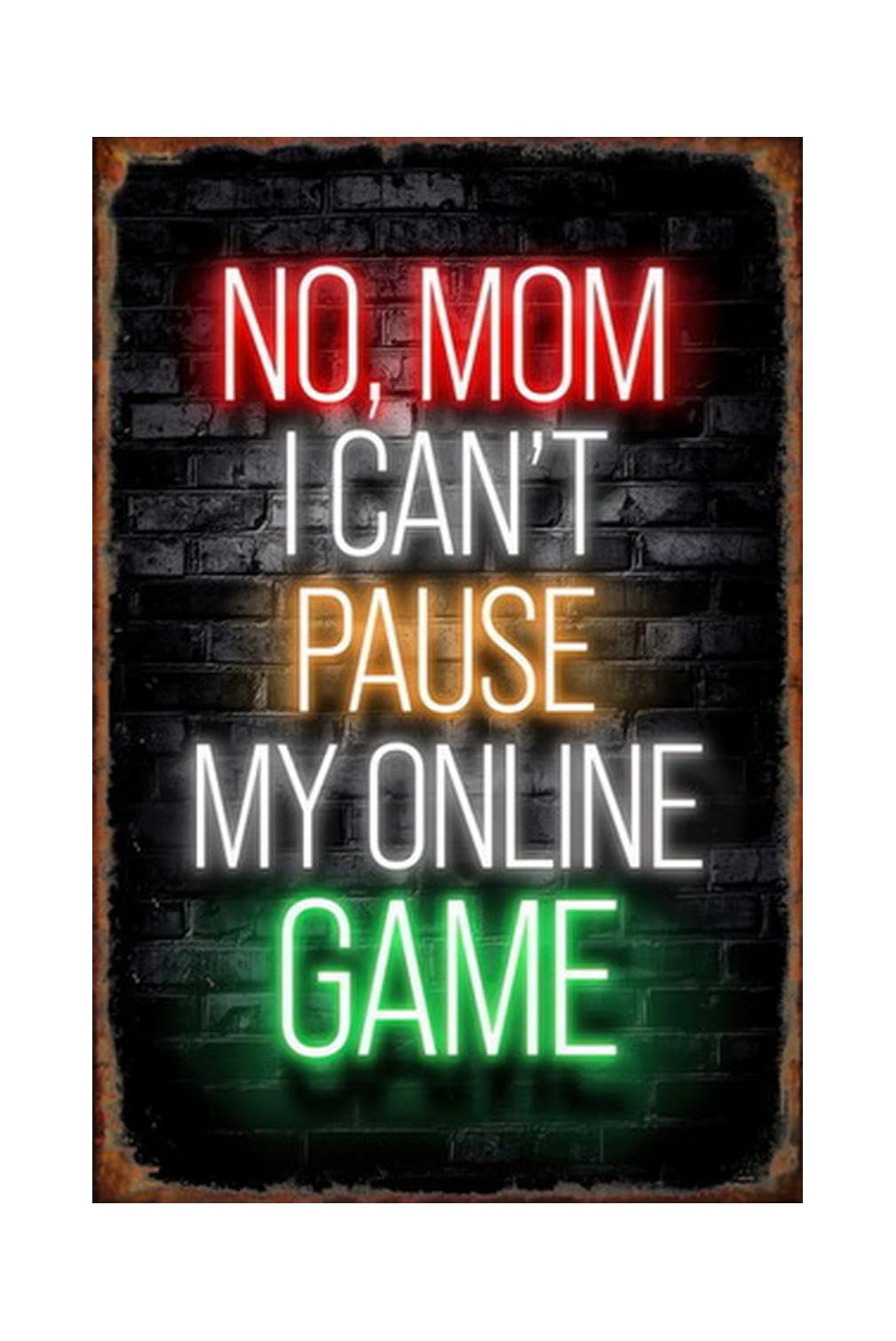 Yivxa Boys Tin-34 Vintage Funny Video Tin Sign Gamer Metal Poster Vintage Wall Decor I Can't Pause My Online Game For Gaming Room Man Cave Bedroom Kids Teenage Room Plaque 8X12inch