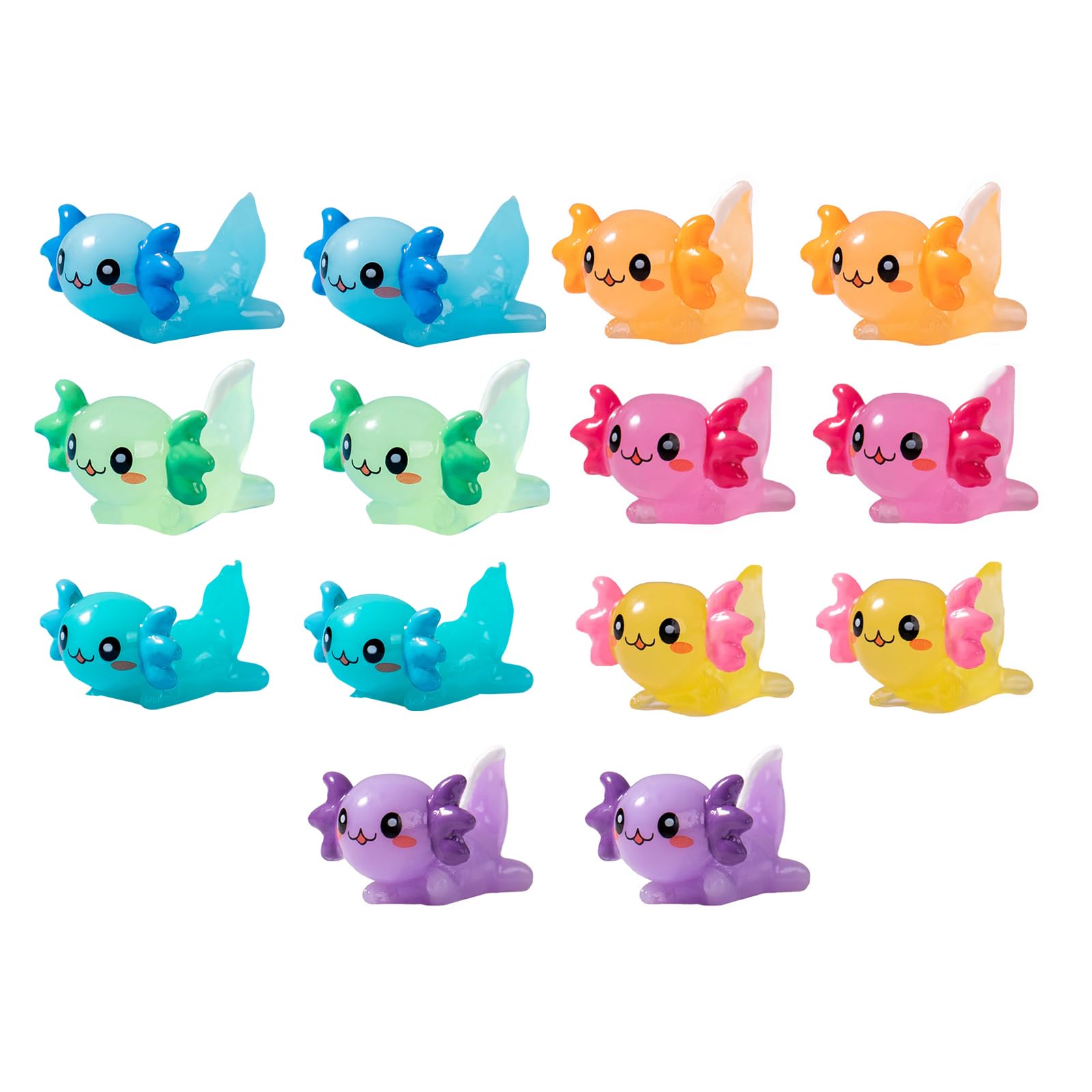 14 Pcs Axolotl Toy,Mini Resin Animals,Cute Hexagonal Dragon Decoration,Birthday and Christmas Presentssuitable for Diy Craft Garden Landscape Dollhouse Ornament Potted Plants Decorations