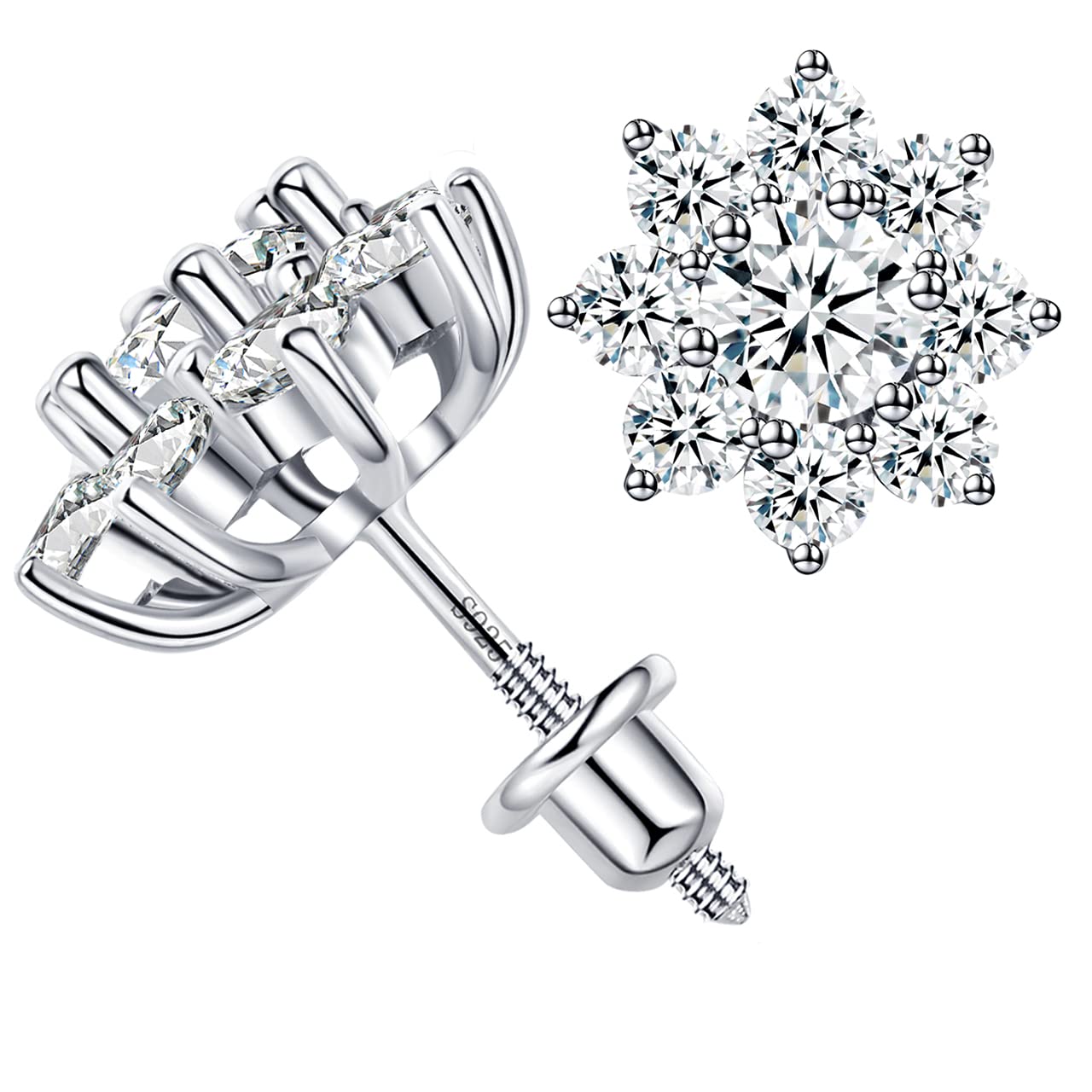 Moissanite Stud Earrings for Women Men 1.0Ct-2Ct, Anniversary Birthday Wedding Anniversay Gift for Wife Valentine Day Mothers Day Gifts for Her Girlfriend Mom,Christmas Gifts