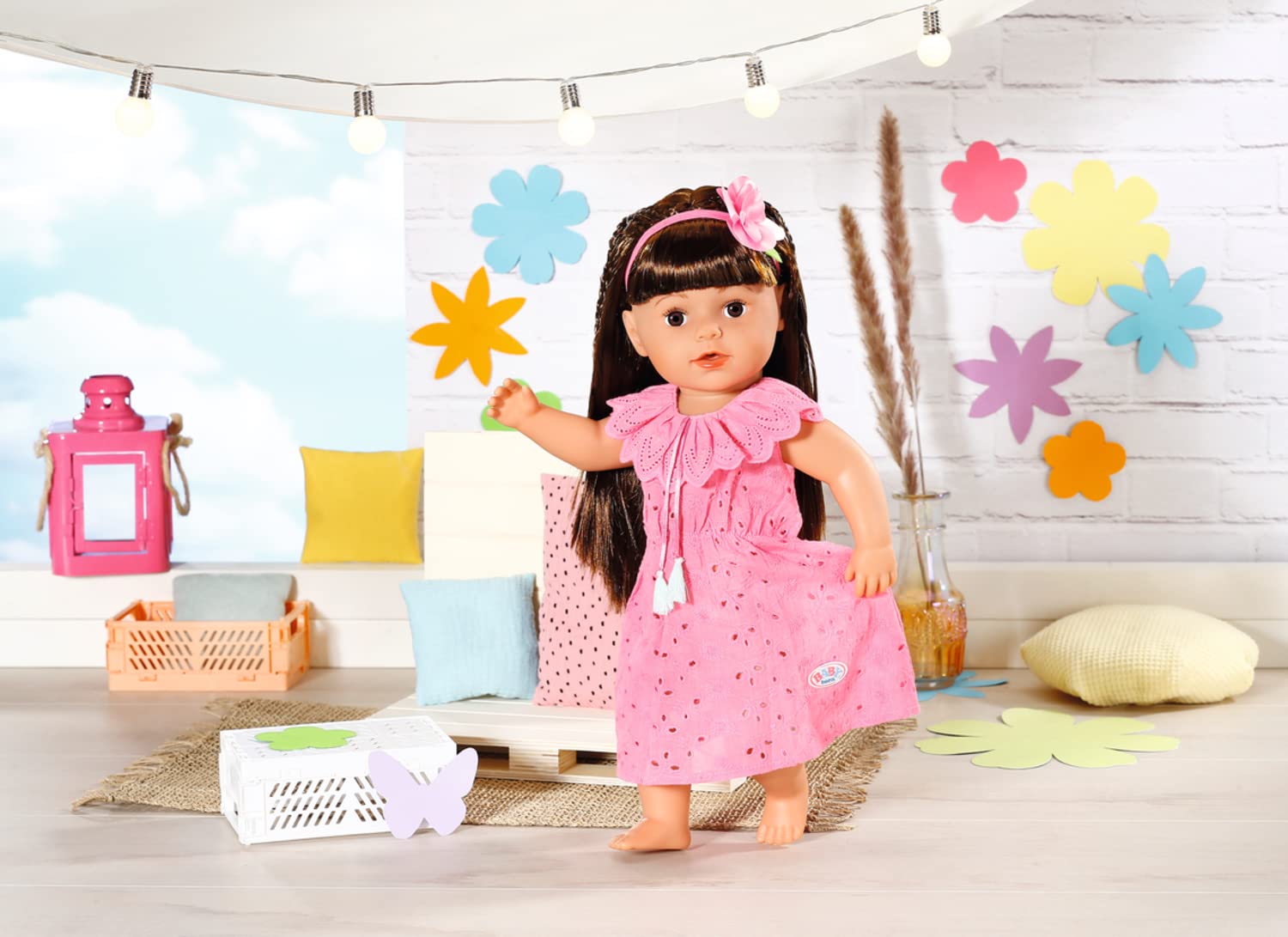 BABY born Trendy Flowerdress - Fits BABY born Dolls up to 43cm - Set Includes Dress, Headband and Hanger - Suitable for Children Aged 3+ Years - 832684 Multicolor