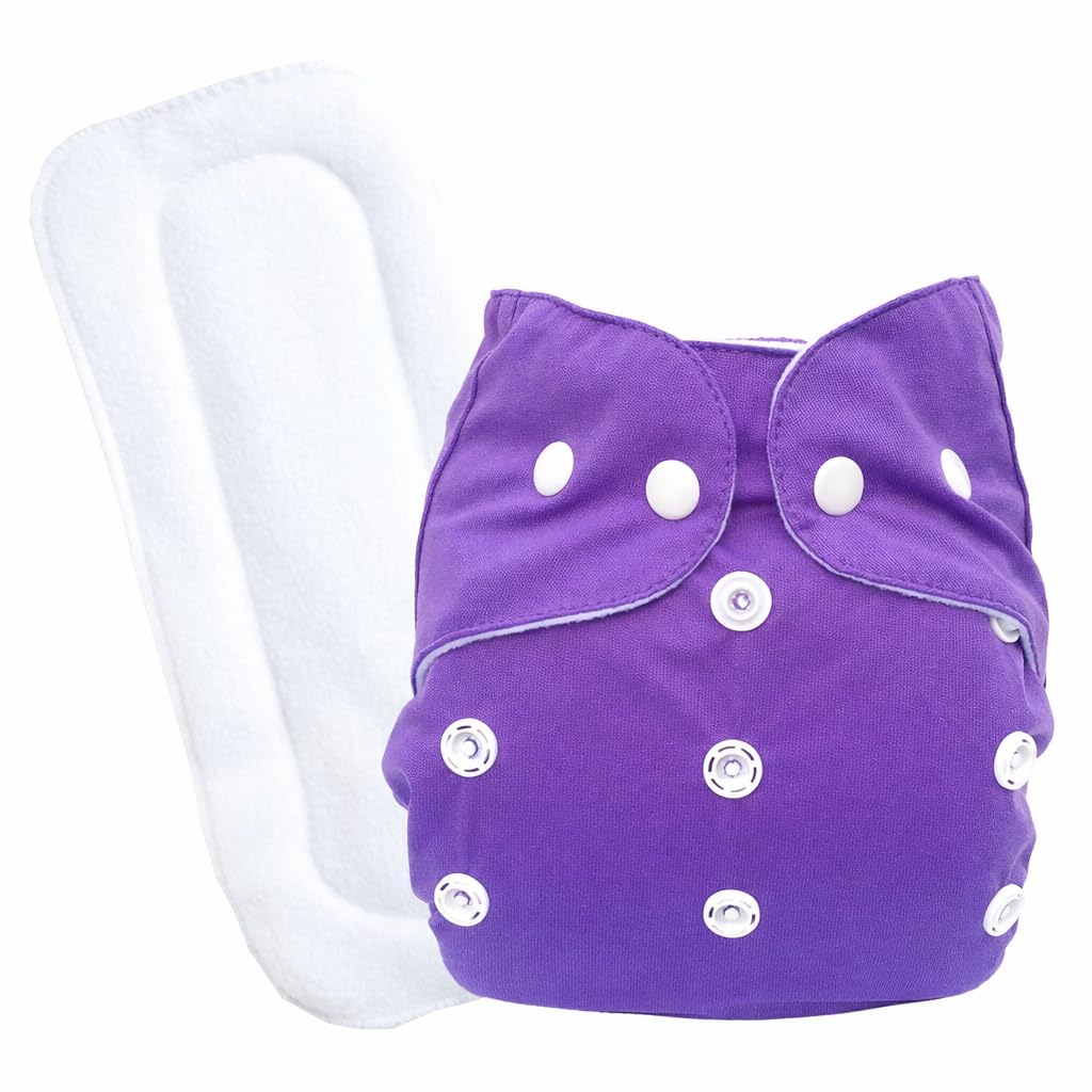 Reusable Cloth Diaper for Babies with Soft Insert Pad, Adjustable Snap Buttons, Waterproof & Washable Nappy for Newborn, Infant & Toddler pack of 1 (Multicolor)-image-8