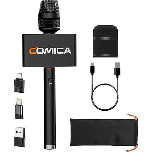 COMICA Revo S Wireless Handheld Microphone, Professional Handheld Interview Mic for iPhone16 15, Android Phones Laptops PC with USB-C Plug, Reporter Mic for Content Creators, Interviews, Reporting