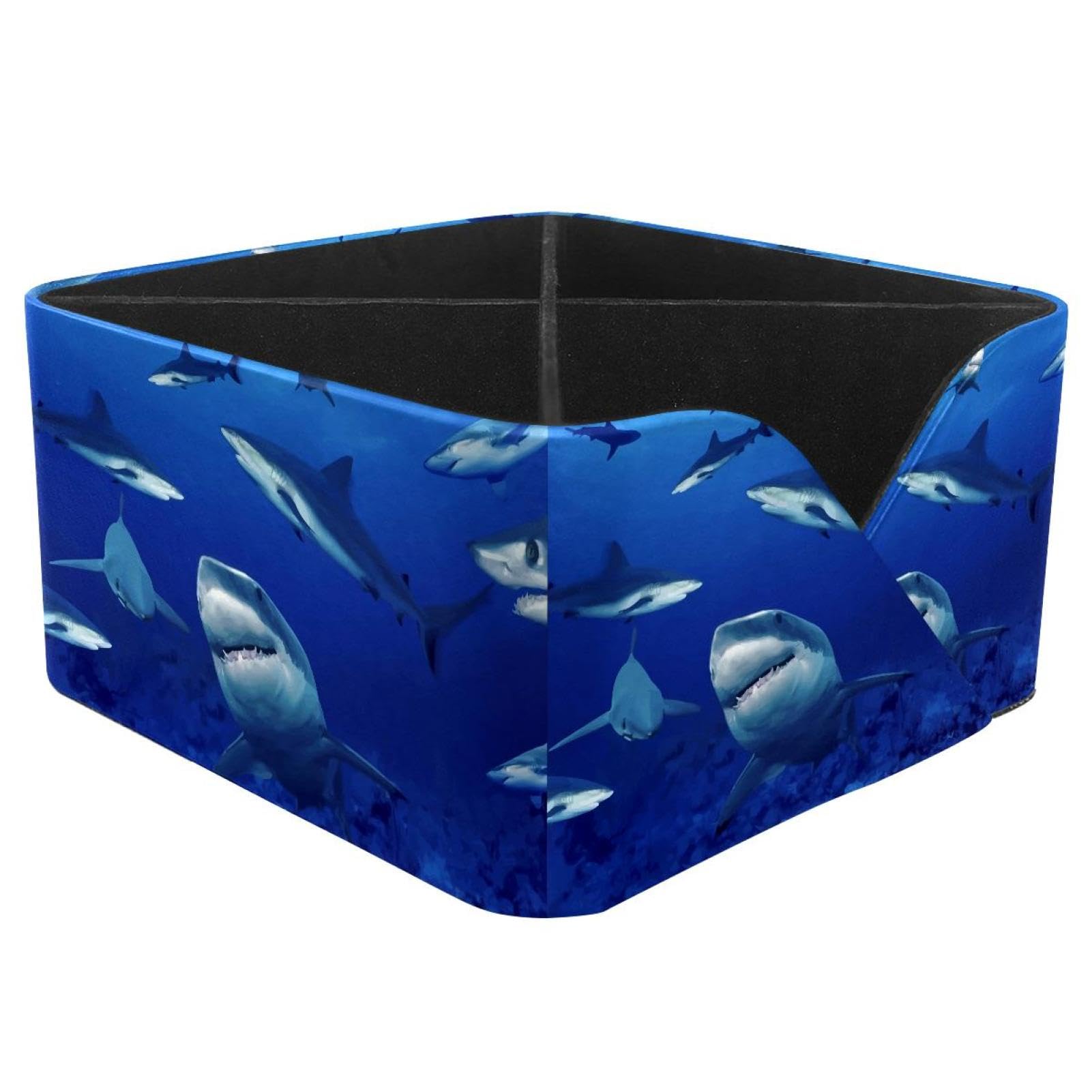 KengjuTesu Underwater World Sharks Desktop Organizer Pen Holder, Rectangular Pencil Cup for Office, Study and Makeup Stations