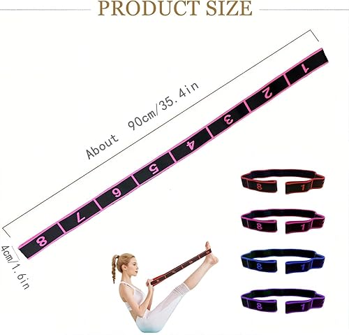 Miniatura 6 de Banda de resistencia de fitness para estiramiento y yoga, banda de resistencia elástica numérica con marcas claras, bandas elásticas de 2 pzas,3