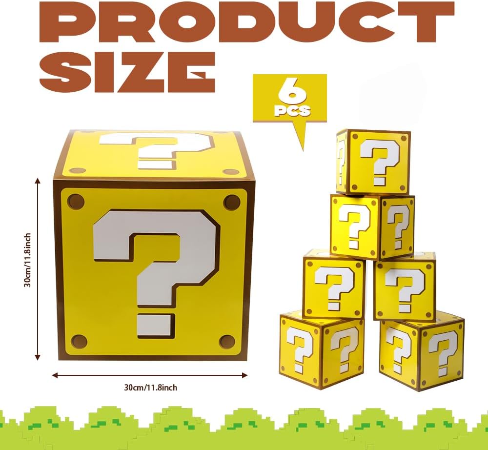 6PCS Big Question Boxes For Birthday Party Game Party Favor Props Boxes (11.8 x 11.8 Inch)