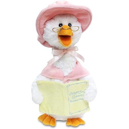 Cuddle Barn Mother Goose Animated Talking Musical Plush Toy, 14" Super Soft Cuddly Stuffed Animal Moves and Talks, Captivates Listeners by Reading 7 Classic Nursery Rhymes - Pink