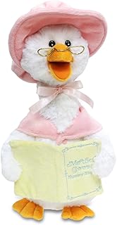 Cuddle Barn Mother Goose Animated Talking Musical Plush Toy, 14" Super Soft Cuddly Stuffed Animal Moves and Talks, Captivates Listeners by Reading 7 Classic Nursery Rhymes - Pink
