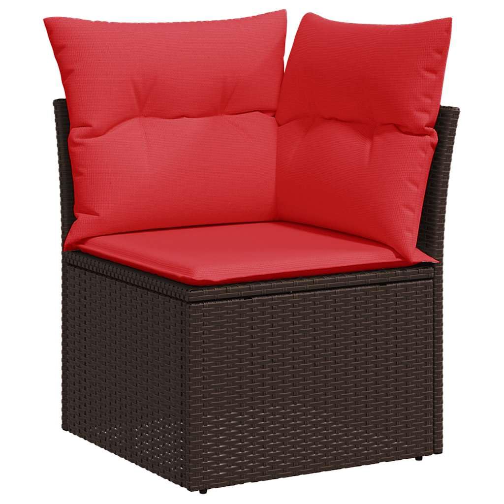 Set Divani da Giardino 9 pz in Rattan PE Marrone con Cuscini Lavabili per Relax Esterno Veranda Patio e Balcone