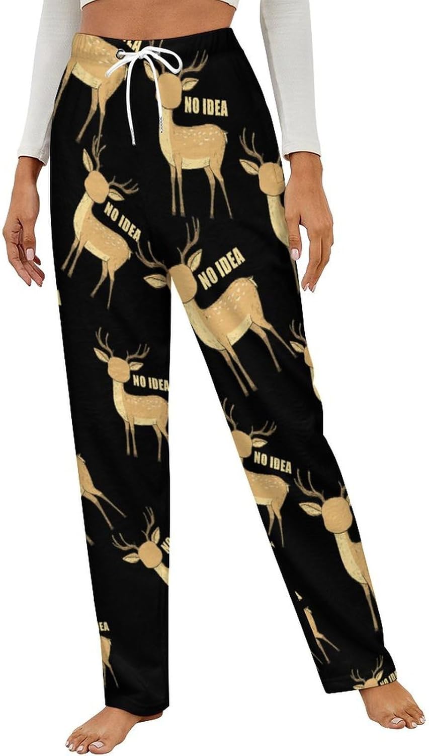 No Eye Deers Flannel Pajama Pants Women Soft Fleece Sleep Pj Lounge Bottoms