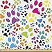 ABAKUHAUS Bunt Gewebe als Meterware, Cartoon Hund Pfote Spuren, Schön Gewebten Stoff für Polster und Wohnaccessoires, 1M (148x100cm), Lila Blaues Grün