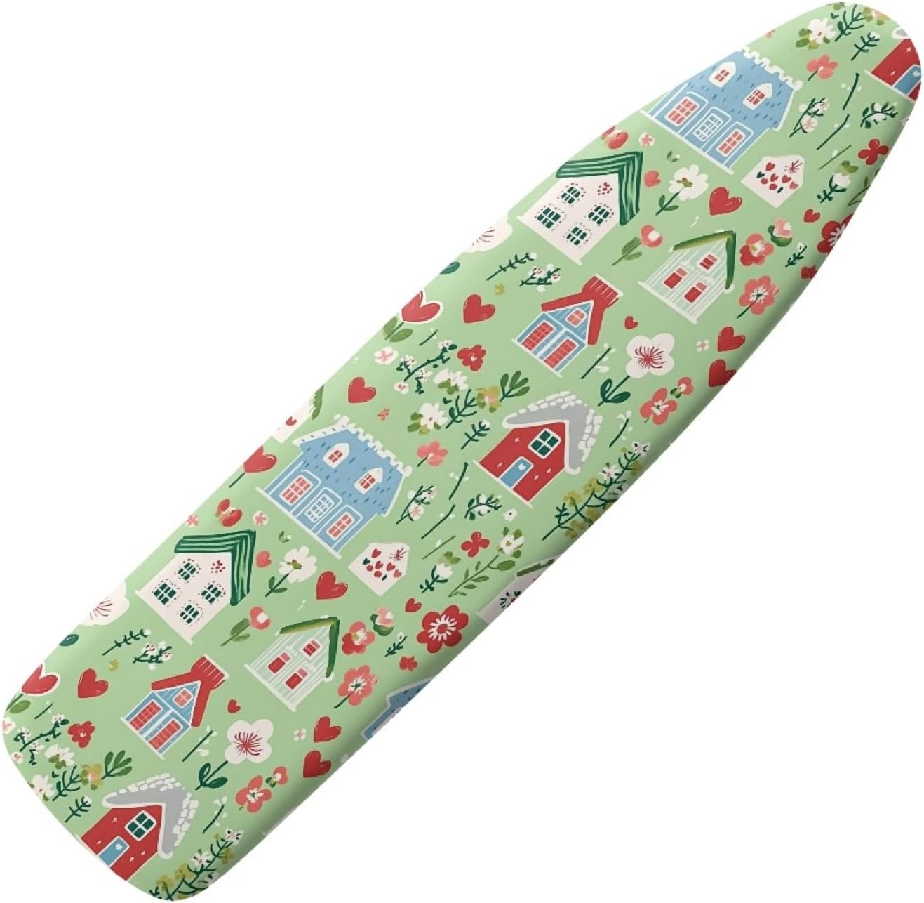 Large Ironing Board Cover and Pad 59x19 Leaf Flower White Iron Table Cover with Padding,Extra Wide,Resist Scorching and Staining,Heatproof,Adjustable Fastener Durable Stain