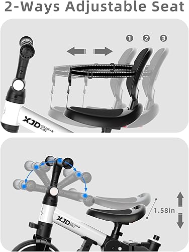 Miniatura 3 de XJD Bicicleta para niños pequeños, triciclo plegable 6 en 1 para niños de 1 a 4 años con mango de control parental, bicicleta de equilibrio con
