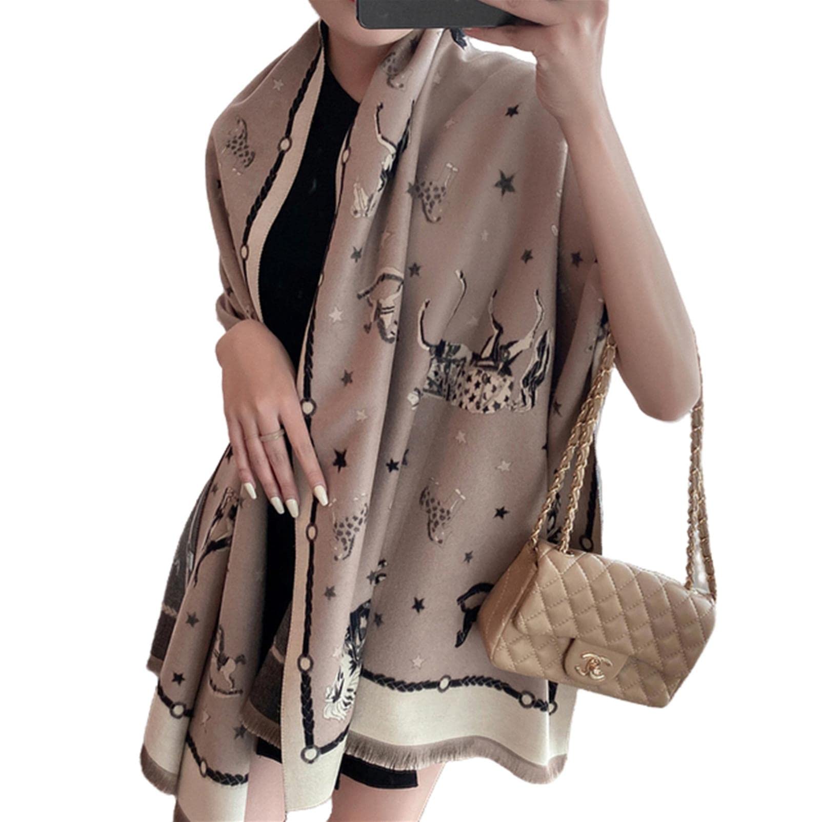 URYYRIT Foulard Écharpe Cachemire Chaude Dames Imprimer Un Châle De Couverture Hivernale Épaisse Et Envelopper Pashmina 180 * 65 Cm Femmes-Wyt153-5