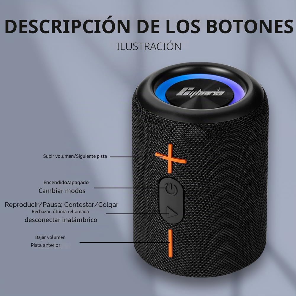 CYBORIS Altavoz Bluetooth portátil 2 en 1, Resistente al Agua, con Sonido estéreo Fuerte de 20 W, 24 Horas de reproducción, emparejamiento inalámbrico Real para el hogar, al Aire Libre o Viajes