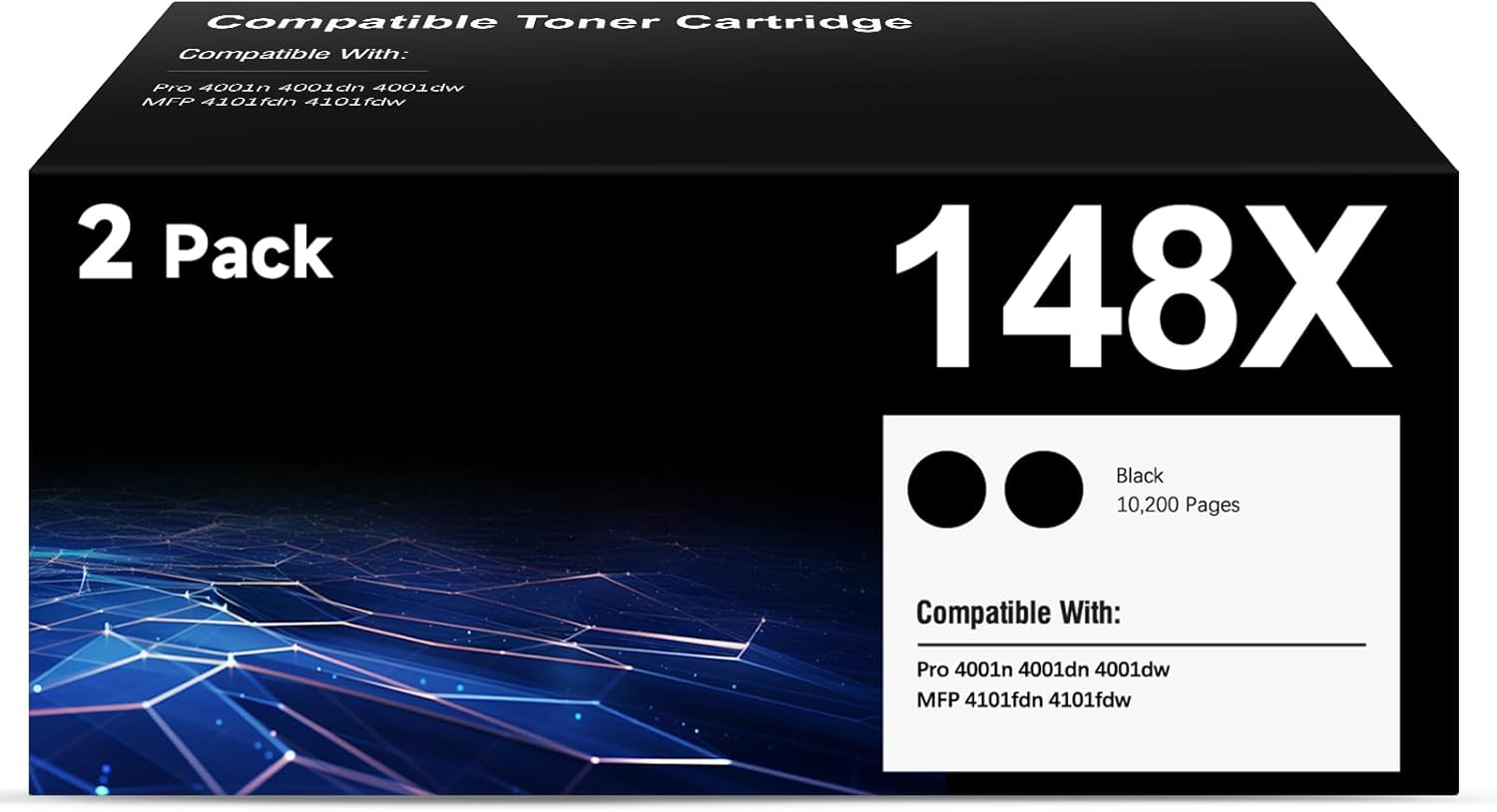148X Toner Cartridges High Yield (2-Pack) Compatible Replacement for HP 148 148A W1480A Work with HP Pro MFP 4101fdw Pro 4001n 4001dw 4001dn MFP 4101fdn Printer