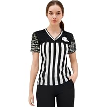 ChinFun Official Black & White Stripe Referee Shirt V Neck Collar Classic Umpire Jersey Short Sleeve Ref Jersey Women