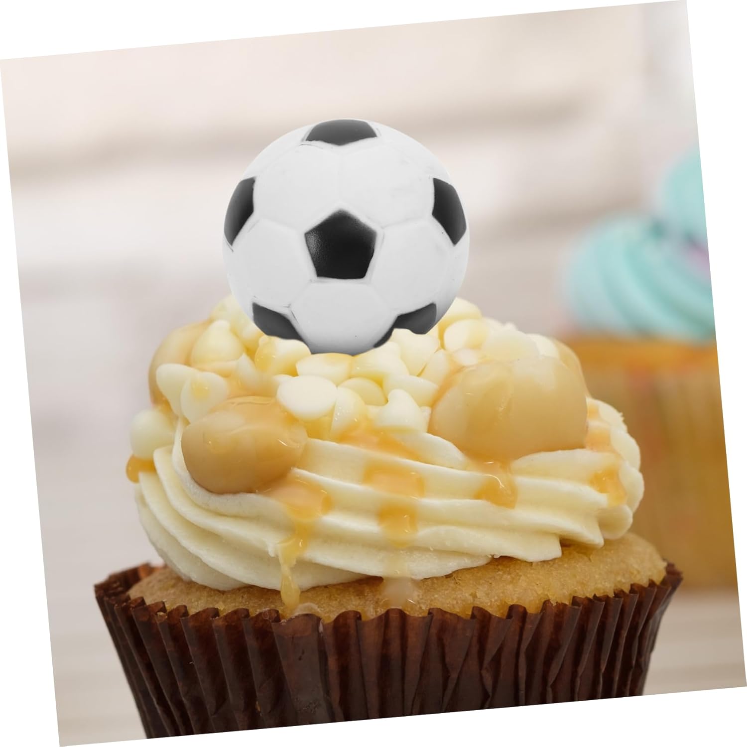VICASKY 36pcs Soccer Cake Picks Football Theme Party Decorations for Birthdays Cupcake Toppers and Celebrations to Use Soccer Decor for