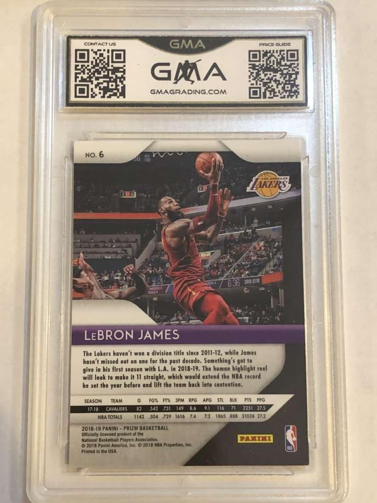 2018-19 Prizm Basketball #6 Lebron James Los Angeles Lakers GMA 10 Panini Trading Card (Serial Number May Vary)