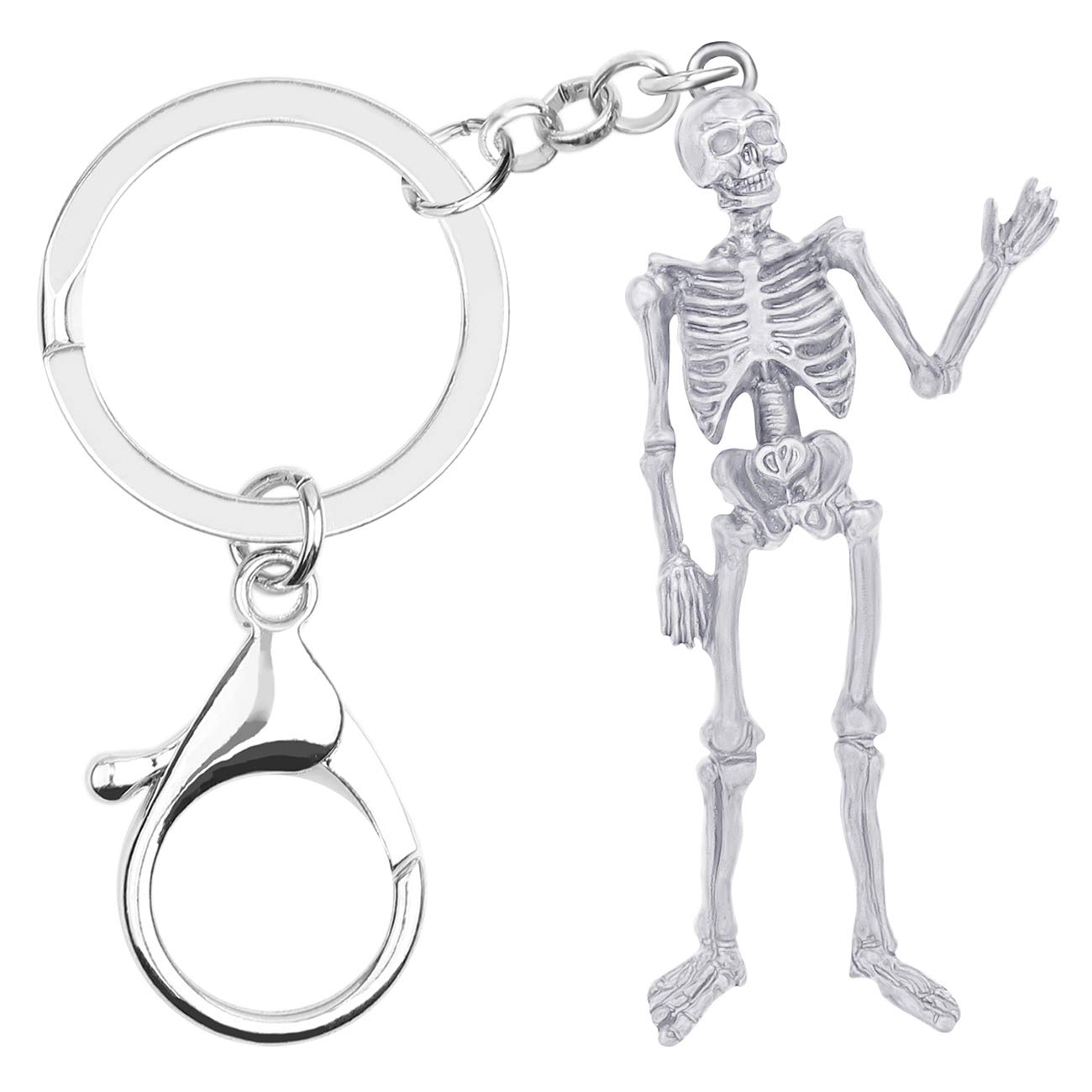 DUOWEI Grim Reaper Keychain Halloween Skull Zinc Alloy Keychain Keyring Purse for Women Men Girl Gift, 1-skull-silver, Medium
