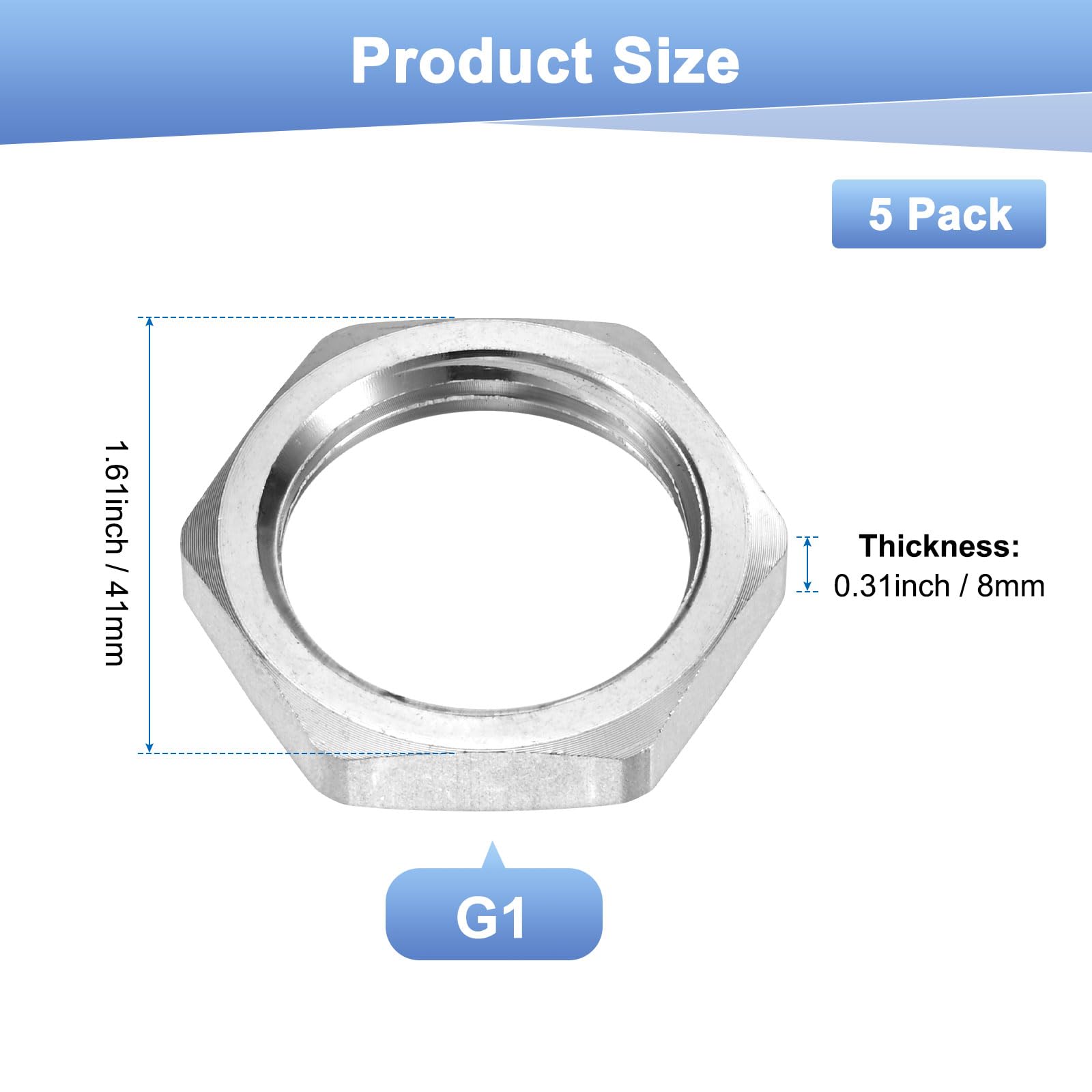 M METERXITY 5-Pack Cast Pipe Fitting Hex Locknut - Image 3