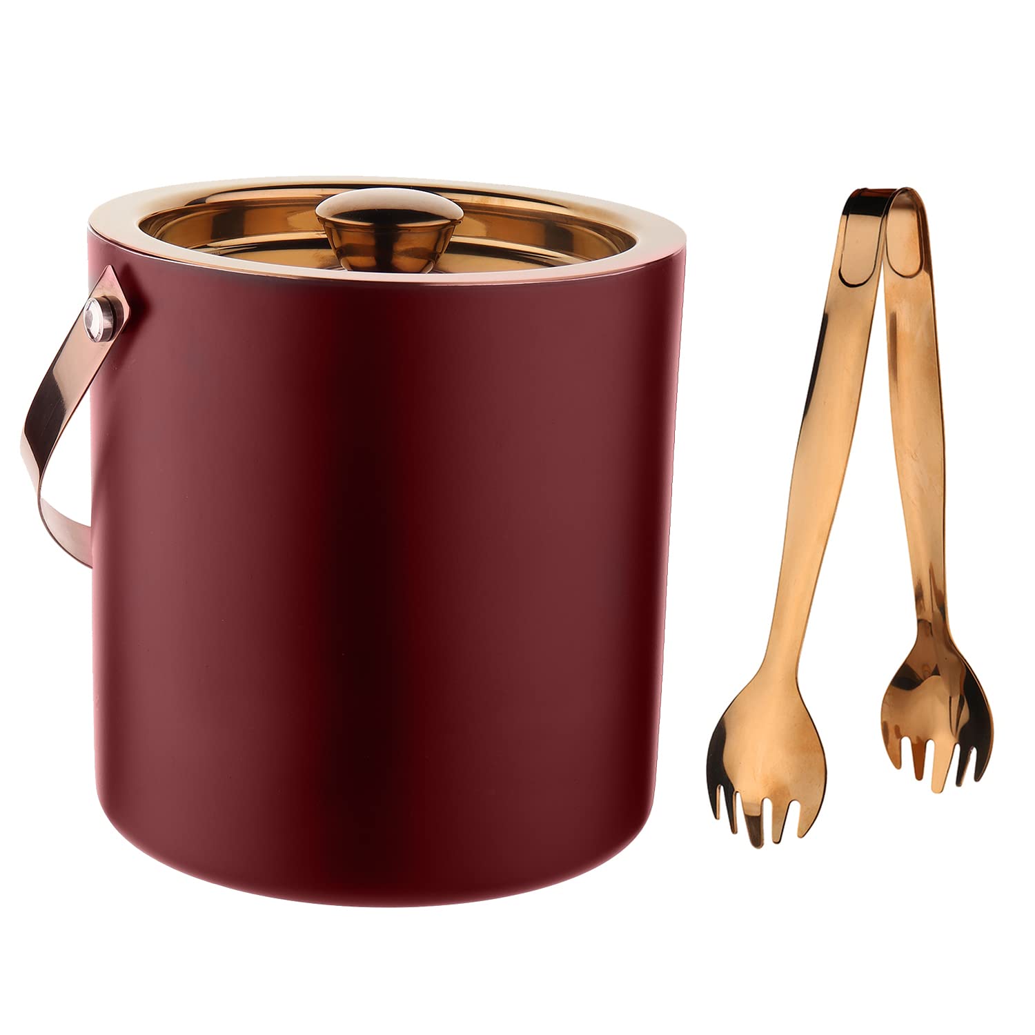 Steren Impex Double Wall Ice Bucket with Tong - Cherry & Copper (PVD Coated), 1.5L-image-33