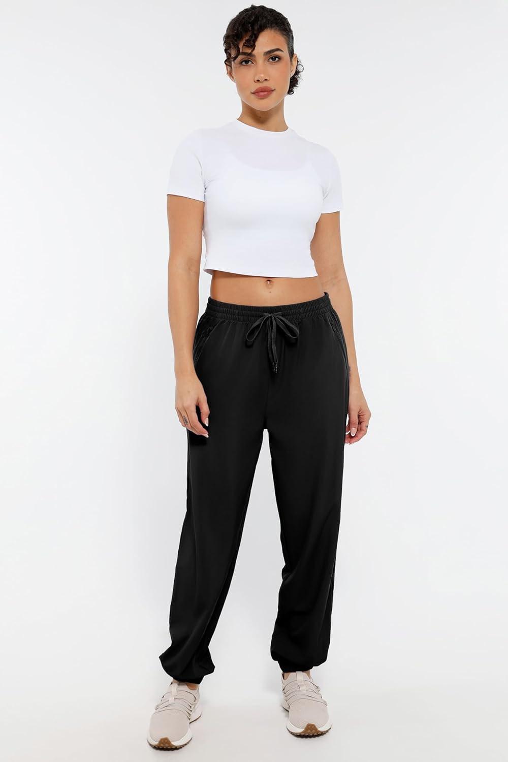 Cosmolle Womens Golf Pants Quick Dry Ultra Light Stretch Pockets Soft Workout Pants for Travel with Inside Drawstrings - Image 2