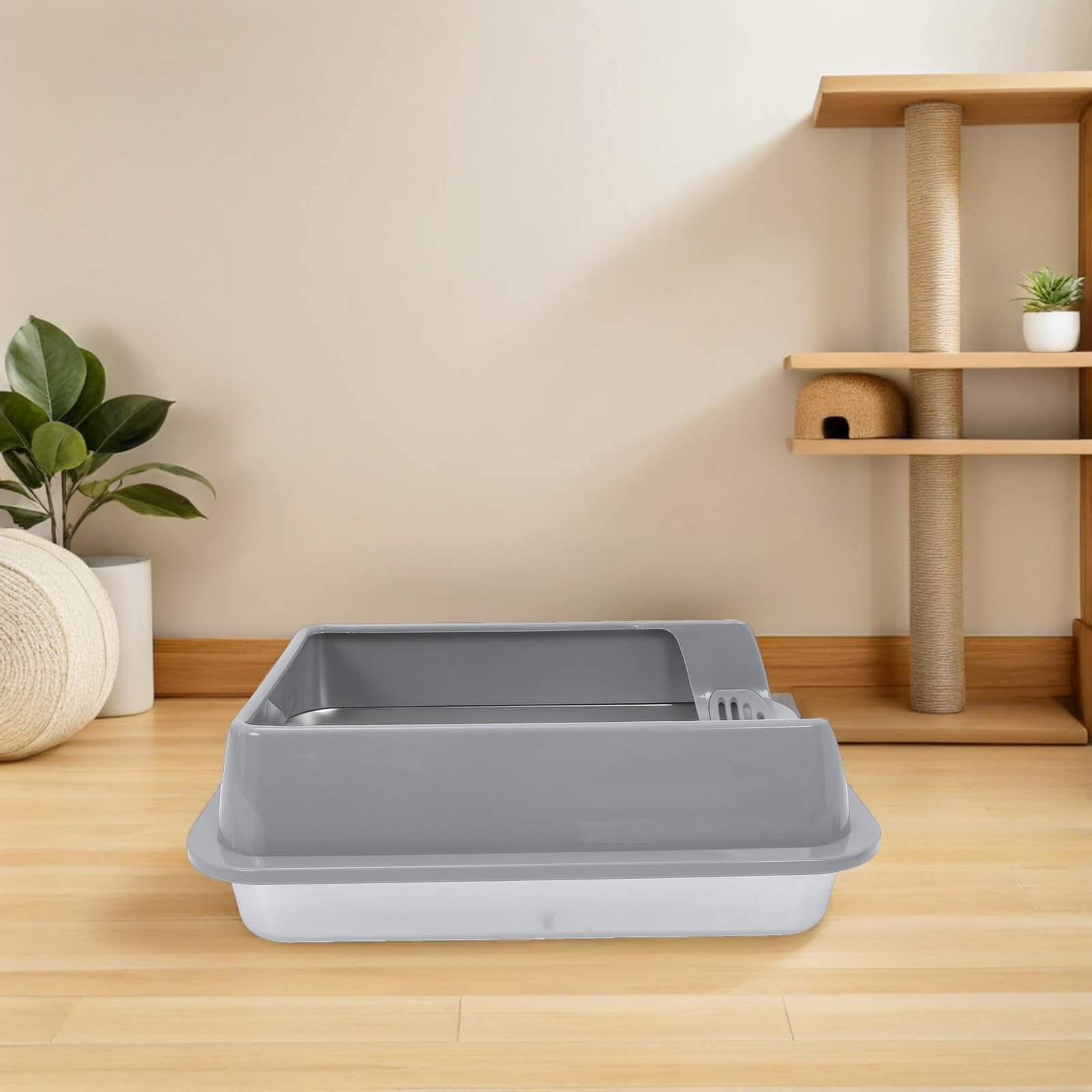 Edelstahl Katzenklo mit Deckel Geruchsneutral Große Katzentoilette für Kätzchen Kaninchen und Hamster Rostfrei Langlebig Geräumiges Katzenstreu Zubehör für Innenbereiche