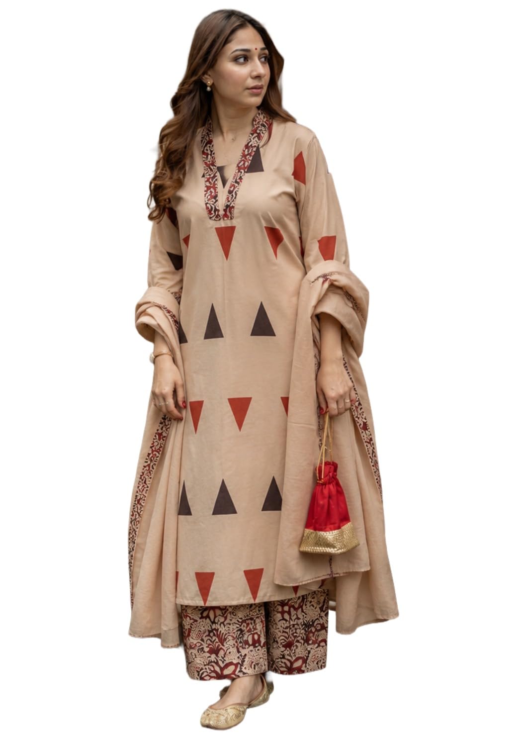 Women’s Viscose A-Line Printed Kurta Set with Palazzo and Dupatta | Women Kurta Palazzo Set | V-Neck | 3/4 Sleeve | Printed Kurta Set for Women-image-31