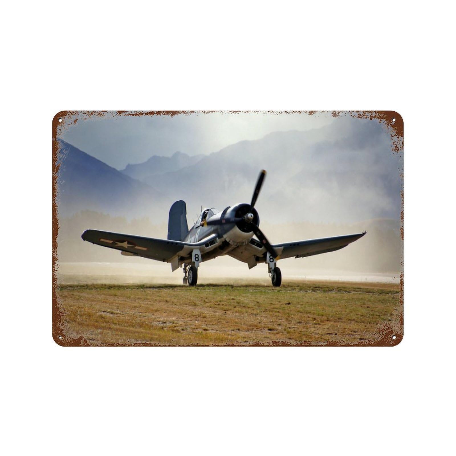 Fighter plane takes off,Vintage Metal Tin Sign Retro Wall Art Decor House Plaque Poster for Home Bar Pub Garden Kitchen Coffee Garage Decoration-20x30cm(8x12 inch）M78