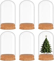 Kanlpeia 6-Pack Glass Dome Cloches with Cork Base - 2.37x3.94in Clear Bell Jar Displays for Succulents, Miniatures, Collectibles & Terrariums