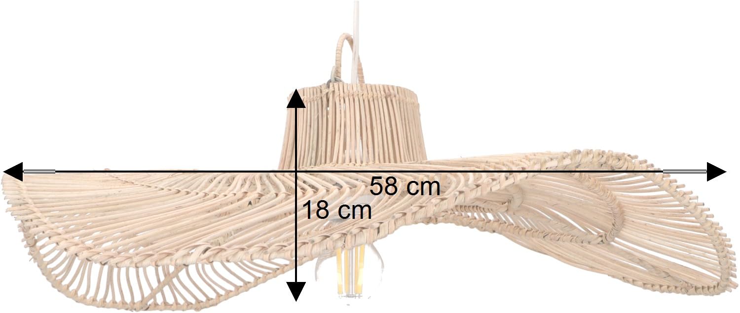 GURU SHOP Deckenlampe handgemacht aus Rattan, modern, Bali, Galanga | Schöne Hutform, geflochtenes Design, zaubert Schattenmuster, natürliche Materialien, ideal für Wohnräume.