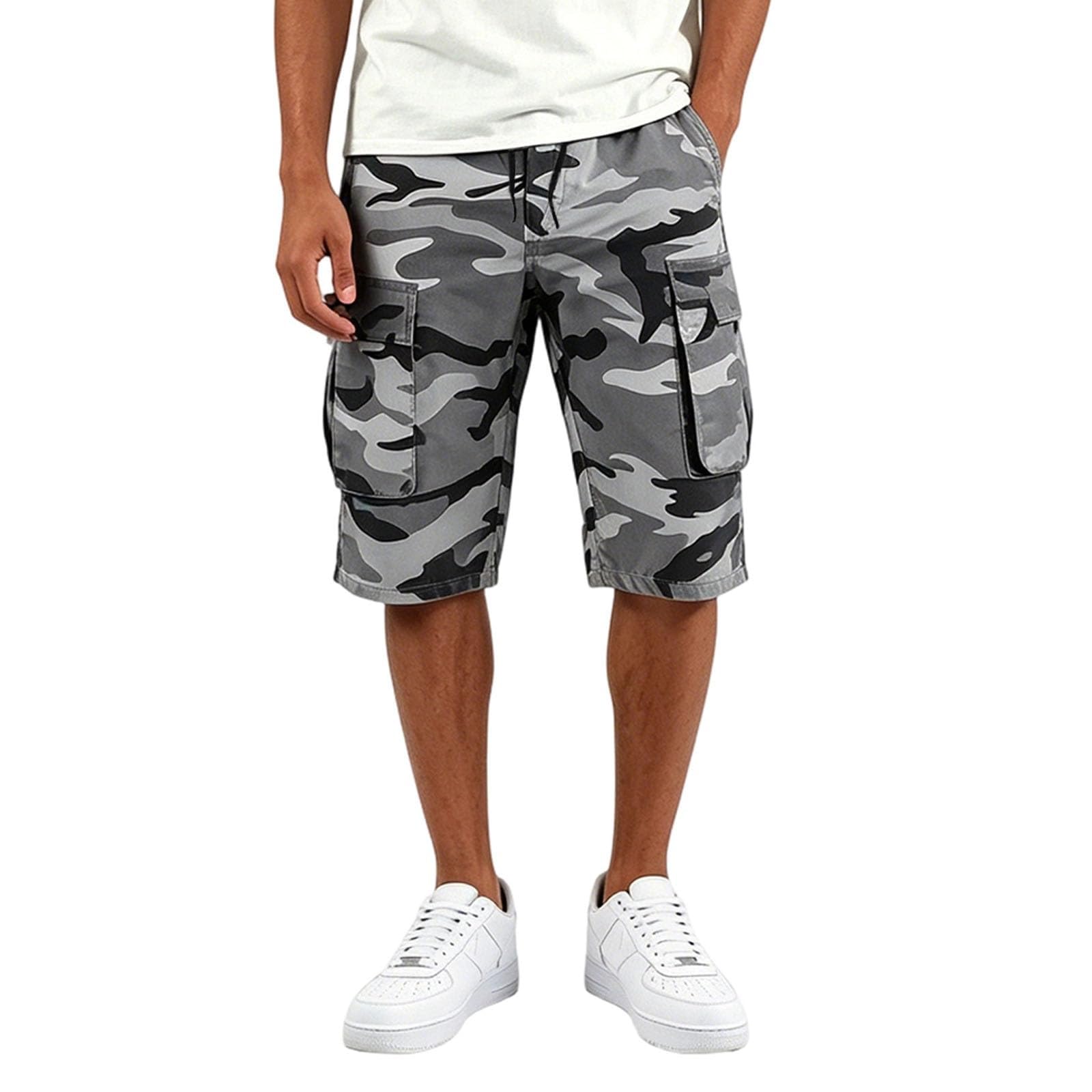 Short de travail pour homme, motif camouflage, hip-hop, surdimensionné