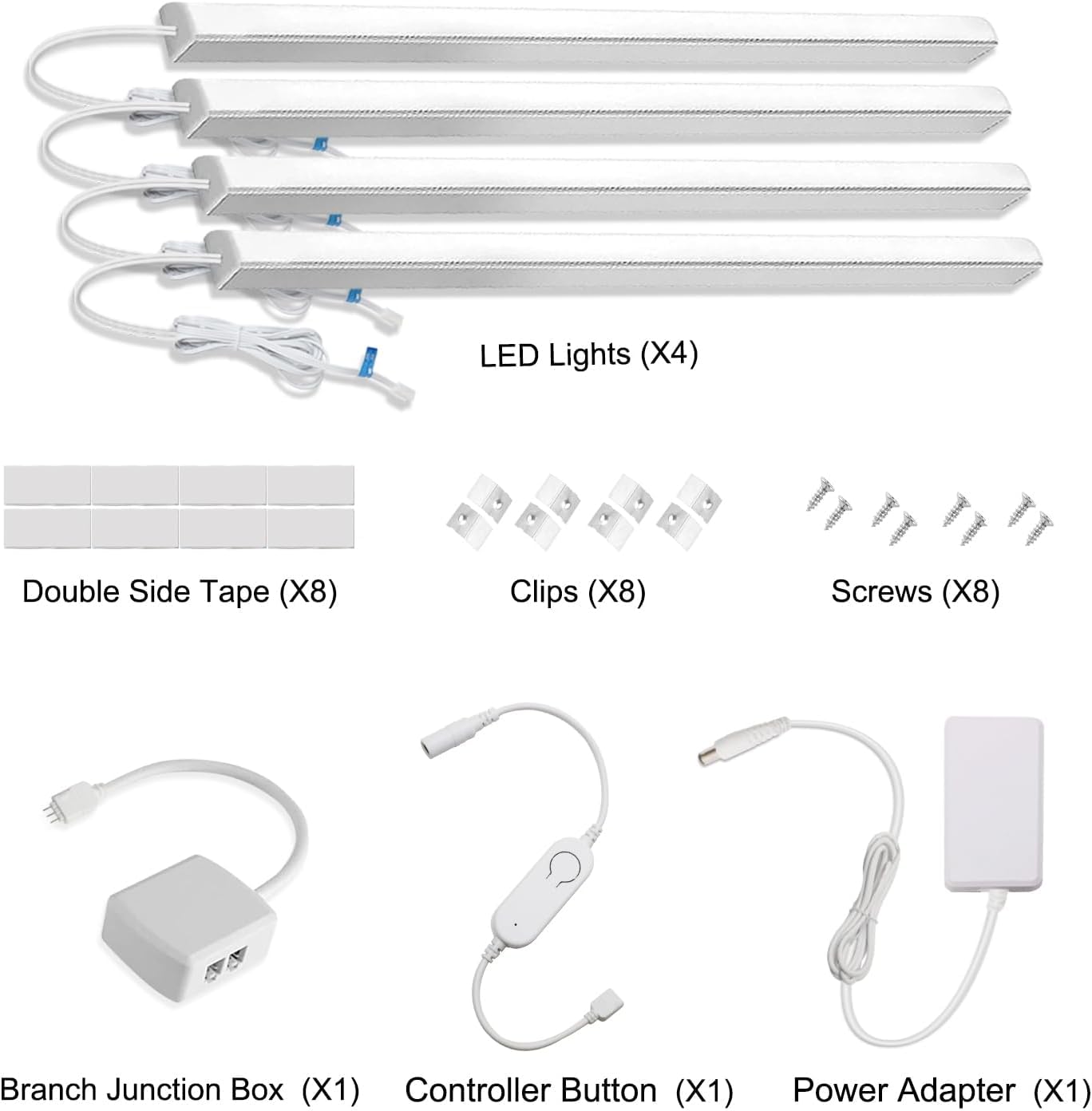 Cefrank Illuminazione Sottopensile Smart LED, 4 Barre da 30 cm a V, Luce Dimmerabile 2700K-6000K, 3W per Barra, Controllo App, Compatibile con Alexa e Google Assistant