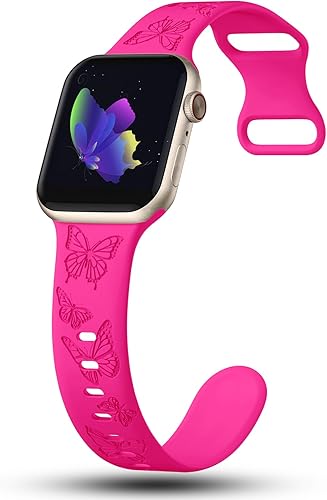 Miniatura 3 de IKANFI Bandas con grabado de mariposa compatibles con Apple Watch de 41mm 40mm 38mm 49mm 46mm 49mm 46mm 45mm 44mm 42mm, mujeres, correa deportiva de