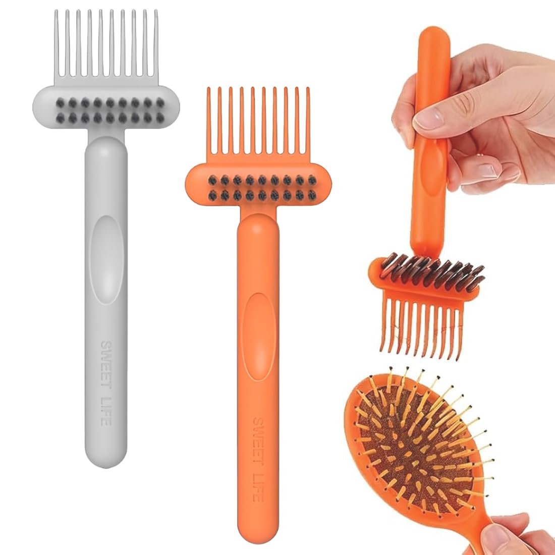 2 Piezas Herramienta Limpiadora de Cepillos para el Cabello, 2-en-1 Cepillo Limpiador de Peines, Elimina Cabello y Polvo para Uso en Casa y Salón - 1